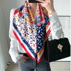 Vibrant Watercolor Flower Paradise Silk Scarf"